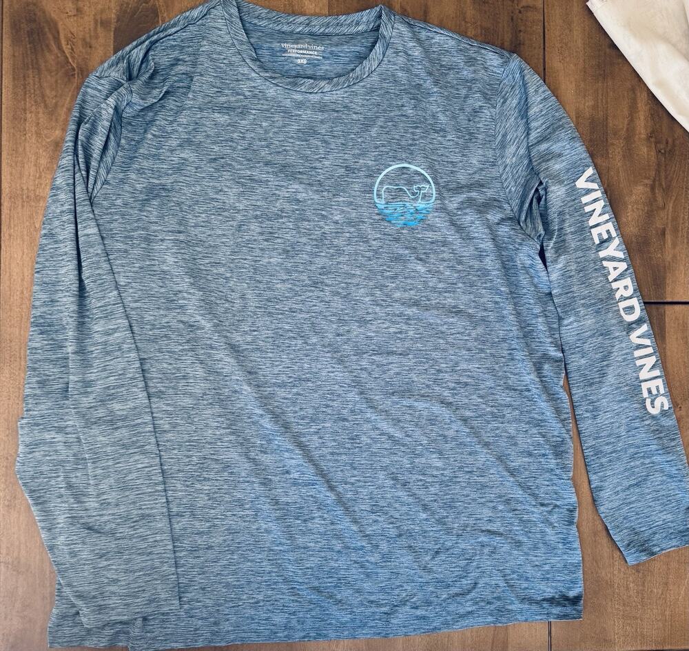 Vineyard Vines Performance Long Sleeve Shirt Men 3XB Blue Whale Big Tall